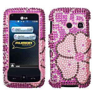 Sprint LG Rumor Touch LN510 Flowers Rhinestones Crystal Bling Phone 