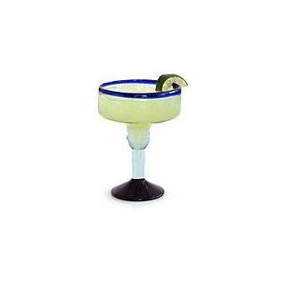 Mexican Glass Margarita Blue Rim