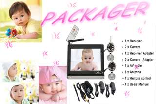 Wireless Infant Secure Video Baby Monitor 2 Cameras Jumbo 7 color LCD 