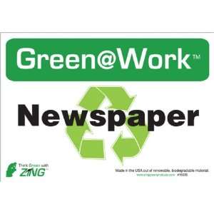  Sign, Header Green at Work, Newspaper with Recycle Symbol 