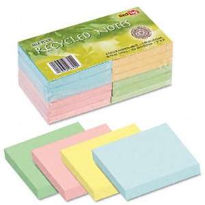 Redi Tag® RTG 26704 100% RECYCLED NOTES, 3 X 3, FOUR COLORS, 12 100 