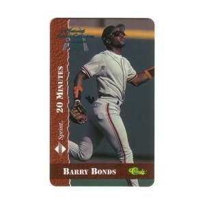 Collectible Phone Card 20m Barry Bonds Baseball 16th National Sports 