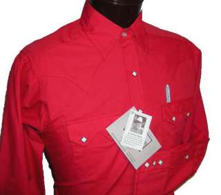 640 Red Solid Rockmount Western Cowboy Shirt Slim 16 x 35  
