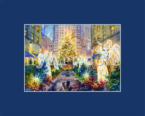 Rockefeller Center Christmas Tree Watercolor Picture  
