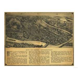 Derby, Connecticut   Panoramic Map Giclee Poster Print, 12x16  