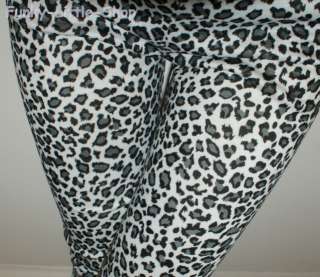 white leopard print leggings tight pants rock emo pt392  