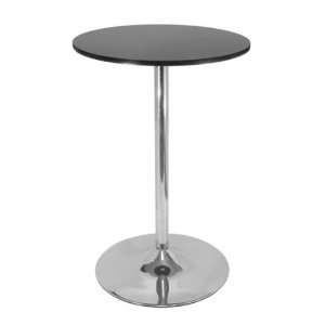  Pub Table, 28 Round Black With Chrome Leg By Winsome Wood Beauty