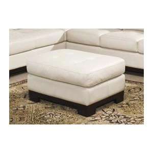   100% Ivory Leather Cocktail Coffee Table Ottoman