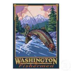  Washington Fisherman   Fly Fishing Travel Poster