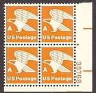   block A stamp (15cent) Non denominated Orange Eagle bullseye perfs