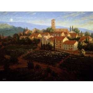 Roger Williams Moonrise In Tuscany 40x30 Poster Print