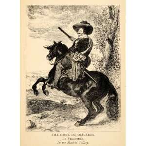  1881 Print Duke De Olivares Diego Velazquez Horse Fashion 