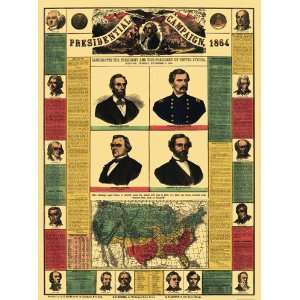    PRESIDENTIAL CAMPAIGN BY H.H. LLOYD & CO. 1864 MAP