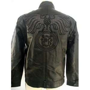 REMETEE Faux Leather ROCK 2 ROAD Motorcycle Mens Jacket Top EMBOSSED 