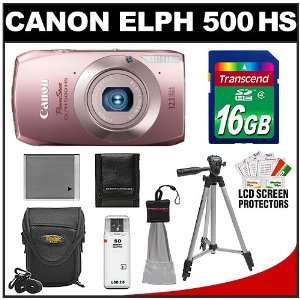  Canon PowerShot 500 HS Digital Elph Camera (Pink) with 