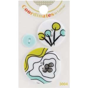  Coordinates Buttons  Abstract Floral 3/Pkg