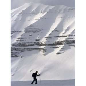  An Expedition Skier Breaks a Trail on the Tunabreen 