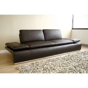  Contemporary Flair Brown Leather 3 Seater Sofa