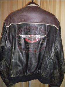 Harley Davidson Leather Jacket Vintage 1998 Winged Bomber XL  
