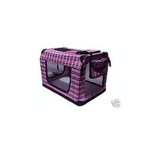  36 Pink Plaid Pet House Soft Crate Carrie