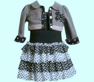 Bonnie Jean Polka Dot Ruffle Dress & Jacket Outfit Set 5 or 6X NWT 