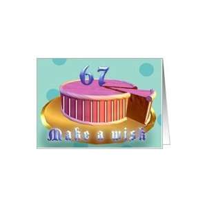  67th Birthday make a wish Pink cake polka dot stripes 