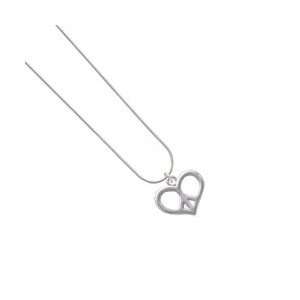   Heart Peace Sign   Silver Plated Snake Chain Charm Necklace [Jewelry