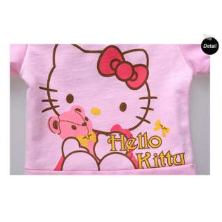   yrs Baby Kids Girls Pink Kitty Short Sleeves Summer Dress Skirt C6621