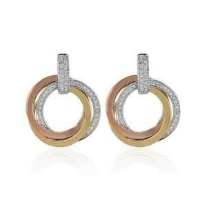  Effy Jewelers Effy 14K Tri Color Gold Diamond Earrings 