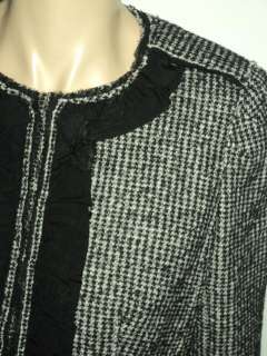 ANN TAYLOR Black/Gray Tweed Virgin Wool Jacket Blazer Petite Sz 8P 