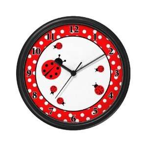    Ladybugs Red and White Polka Dot Wall Art Clock