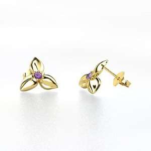   Stud Earrings, 14K Yellow Gold Stud Earrings with Amethyst Jewelry