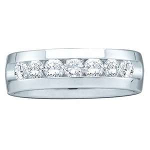  1 1/2 Carat Diamond 14k White Gold Mens Wedding Ring 