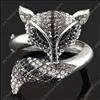 Black Swarovski Crystal Fox Animal Bracelet Bangle cuff rhinestone 