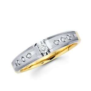 Size  12   .13ct Diamond 14k White Two Tone Gold Hers Wedding Ring 