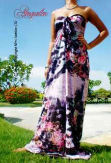 NEW Pink Floral Halter Neck Women Evening Long Maxi Dress Size M L 6 8 