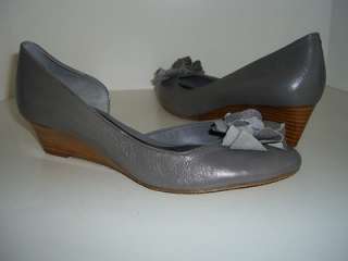 NINE WEST NEW DERONAO Womens Powder Gray Leather Wedge Loafers Shoes 