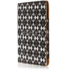  Ecell   BLACK DIAMOND CHEQUERED LEATHER CASE STAND FOR 