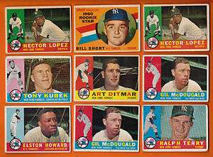1960 Topps Baseball Lot of 9 Yankees Cards   Average Good Condition 