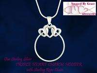 Sterling Silver Triple Heart Charm Holder Necklace  