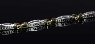   White Gold Diamond Tennis Heart I Love You XO Bracelet 4.5mm  