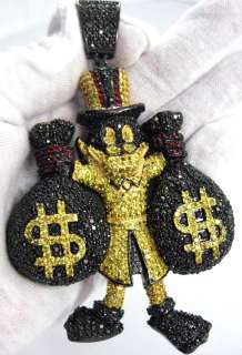 ICED OUT BLACK & YELLOW SCROOGE MONEY BAGS PIECE WITH BLACK FINISH