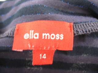 ELLA MOSS Girls Purple Navy Striped T shirt Top Sz 14  