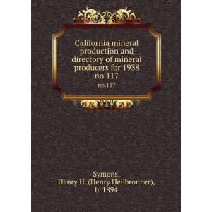   for 1938. no.117 Henry H. (Henry Heilbronner), b. 1894 Symons Books