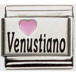  Venustiano Pink Heart Laser Name Italian Charm Link 