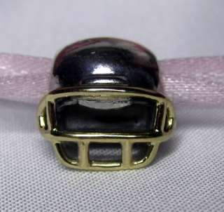 AUTHENTIC PANDORA STERLING SILVER FOOTBALL HELMET w 14K GOLD FACE MASK 