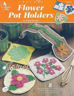 Flower Pot Holders, Annies floral crochet patterns  