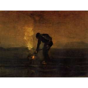  Oil Painting Peasant Burning Weeds Vincent van Gogh Hand 