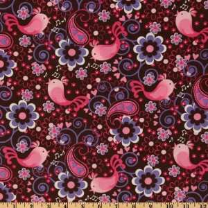  44 Wide Michael Miller Birdsong Pink Fabric By The Yard 
