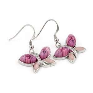  Millefiori Pink Butterfly Earrings 
